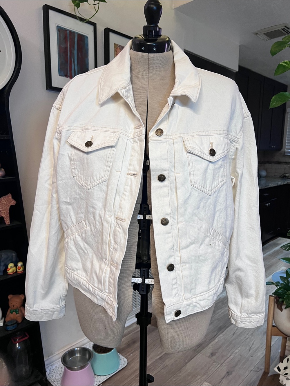 Old Navy White Denim Jacket with Button Front